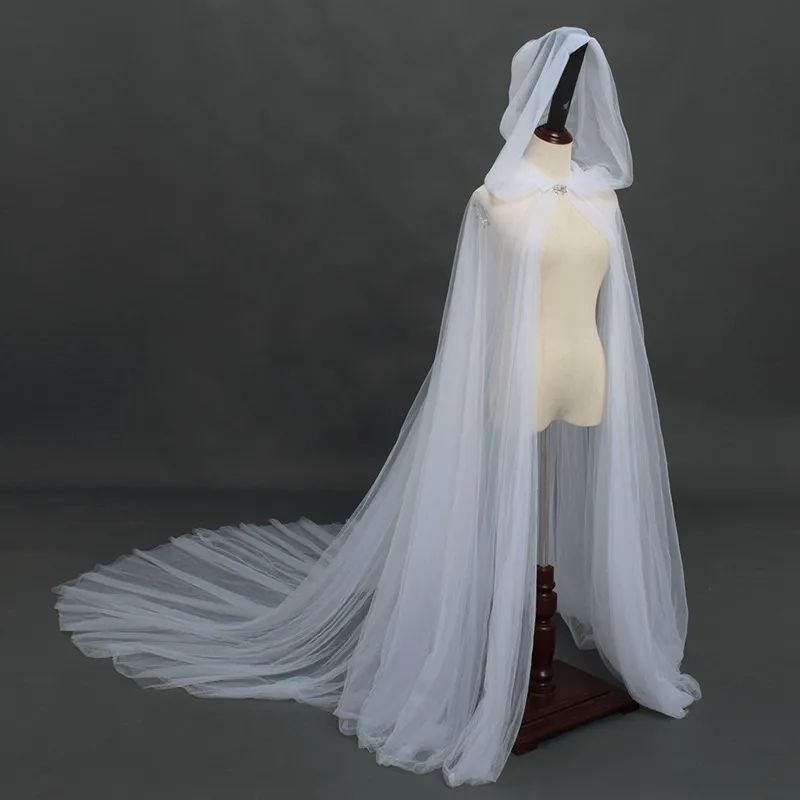 Kostum Halloween untuk Wanita Tudung Tulle Jubah Jubah Hitam - 实物图