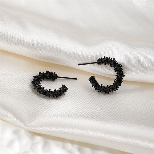 Irregular Silver Fragment Cshaped Earring Womens Stud Simple