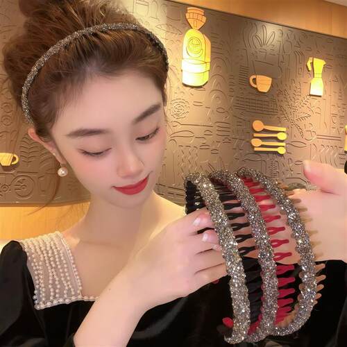 Retro velvet glitter internet celebrity rhinestone hair hoop