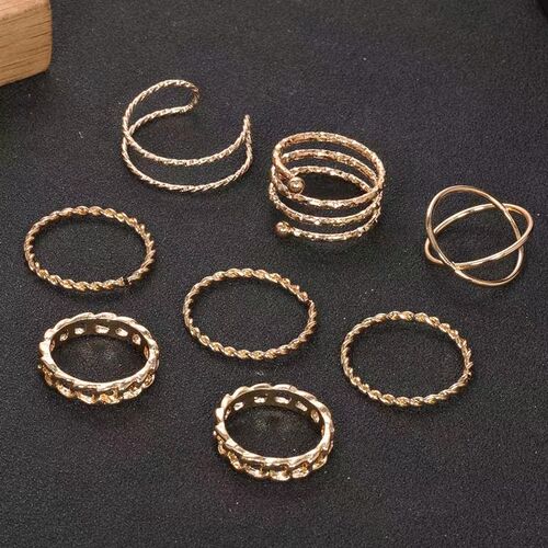 Retro Simple Multilayer Cross Opening Twist Joint Ring Set o