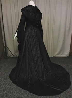 Gaun pesta mewah wanita, kostum Cosplay vampir Halloween Dew