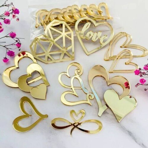 10Pc/set Ins Style Love Heart Acrylic Cake Topper Birthday V