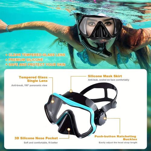 Scuba Diving Mask Snorkel Set For Adults Tempered Glass Prof