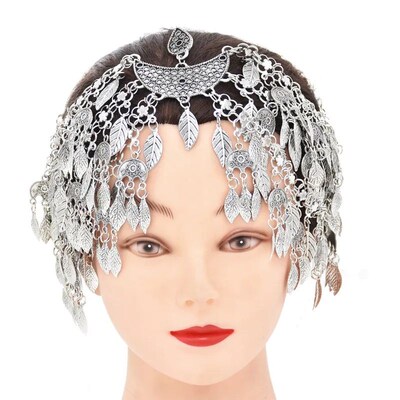 Leaves Alloy Tassels Head Chains For Women Vintage Carved Bo
