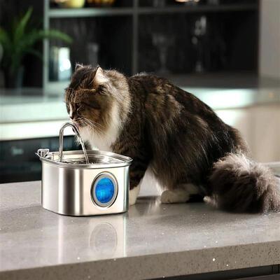 3.2L Stainless Steel Pet Water Feeder Auto Cat Fountain Smar