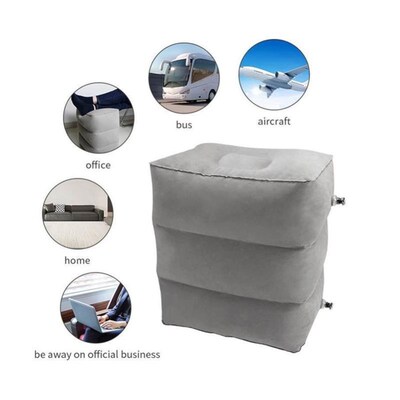 3 Layers Inflatable Travel Foot Rest Pillow Airplane Train C