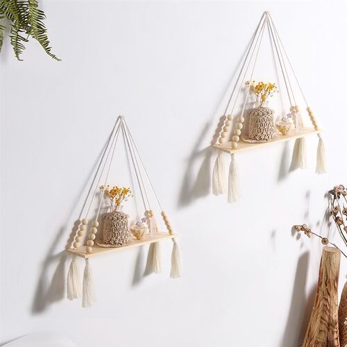 Macrame Wall Hanging Shelf Tassel Wood Decor Woven Wall Hang