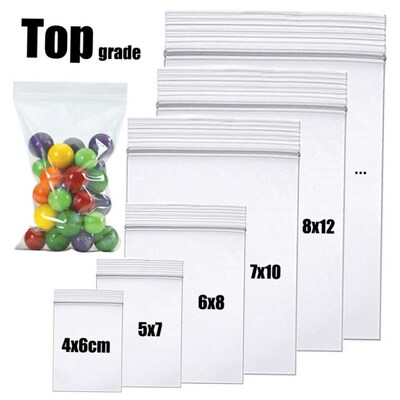 100pcs Clear Zip Lock Bags Thick Ziplock Plastic Small packi