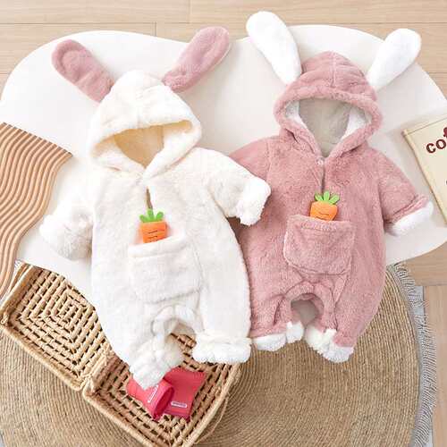 Newborn Baby Clothes Winter Clothes Jumpsuit Fleece-lined Th