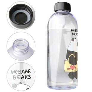 Water Bottles Cute Panda Bear Cup 1000ml With Straw Transpar