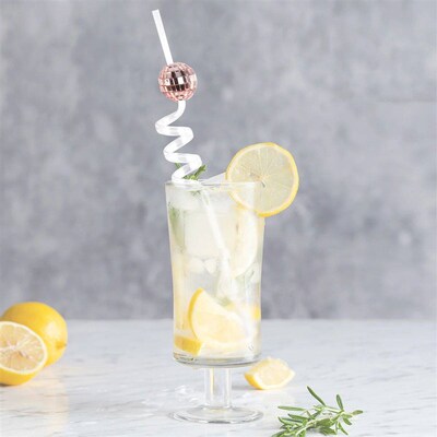 6pcs Mirror Disco Ball Straws 70s Disco party Decorative Min