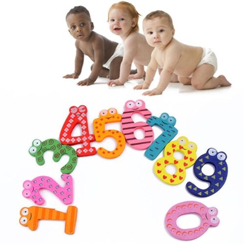 10pcs a set colorful wood cartoon fridge magnet kids educati