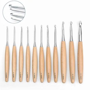 3-12mm Wooden Handle Crochet Hook Needlework Knitting Needle