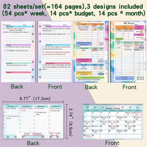 A6 pu embossing budget binder cash organizer money savings