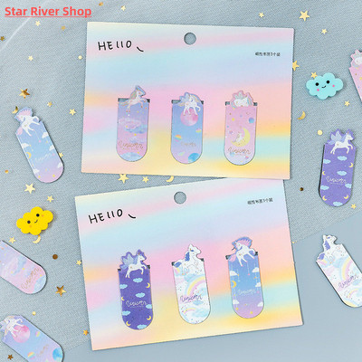 3 pcs/pack Flying Unicorn Magnetic Bookmarks Books Marker of