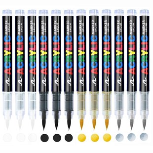 3Pcs Acrylic White Marker Brush Pens White Paint Pens for Ro