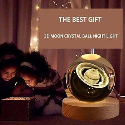 3D Crystal Ball Coloured Axolotl Planet Night Light Valentin