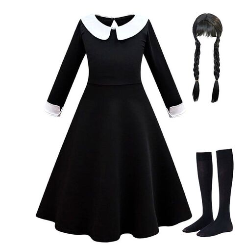 Children Addams Dress Kids Princess Black Wednesday Dance Dr