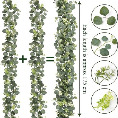 christmas Artificial Eucalyptus Leaves Greenery Garland Vine