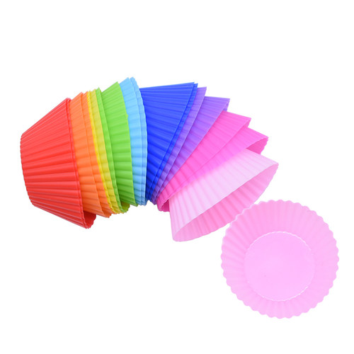 12pcs Silicone Cake Mold Round Muffin Cupcake Baking Molds R