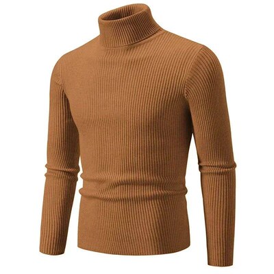 Autumn Winter Turtleneck Sweater Men Warm Knitted Solid Colo
