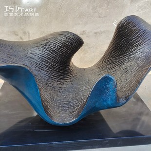 创意抽象仿木雕摆件酒店样板间玄关桌面装 雕塑艺术品 饰售楼部软装