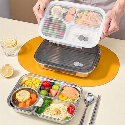 304 Stainless Steel Divided Bento Lunch Box Portable Sealed