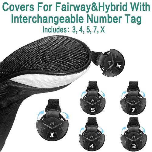 Golf Club Head Covers for Woods Hybrids Value 1/2 Pack,Prote