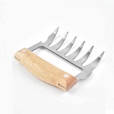 Stainless Steel Claws BBQ Meat Shredder Claws with Wooden Ha