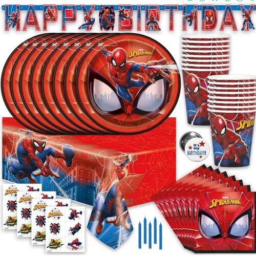 Red Spiderman Party Arrangement Decoration Disposable Tablew