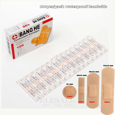 100Pcs/Pack Waterproof Band-Aids Bandages First Aid Medical