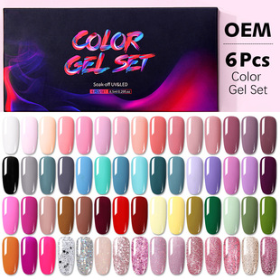 6Pcs Nail Gel Polish Set Semi Permanent Hybrid Gel Nail Varn