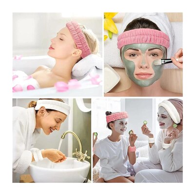 3Pcs Wash Face Headbands for Women Wristband Set Towel Elast
