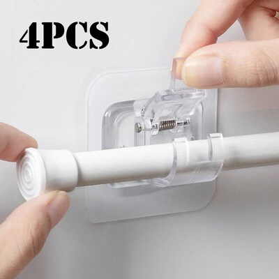 Self Adhesive Hooks Punch-free Curtain Rod Clip Hook Shower