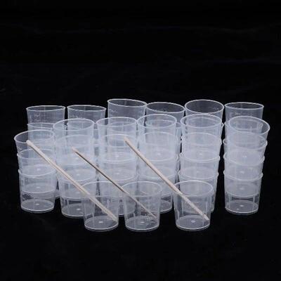 100 Pcs Measuring Cup Stir Stick Set 30ml Plastic Cups