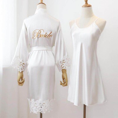 Sexy Women Home Dressing Gown Intimate Lingerie Lace Bride W