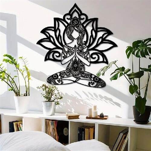 1 piece Creative Lotus Girls Namaste Metal Wall Art
