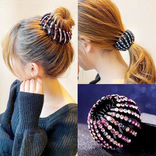 Fashion Crystal Rhinestone Hairpin Bun Hair Claw Clips Horse