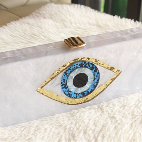 Solid Black Patchwork Glitter Evil Eye Acrylic Pvc Plastic B