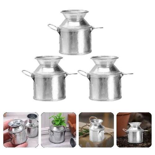 3 Pcs Mini Metal Buckets Small Iron Vase Decorative For