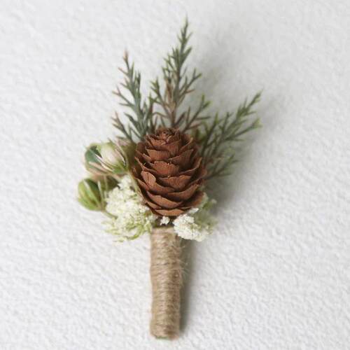 1PC Beautiful Dry Flower Brooches Men Wedding Corsage Banque