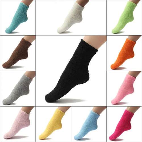 Womens Bed Socks Pure Color Fluffy Warm Winter Christmas Gi