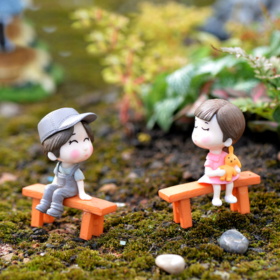 1set Sweety Lovers Couple Chair Figurines Miniatures Fairy G
