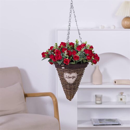 11 Heads Artificial Flower Roses Bouquet Eucalyptus White Pe