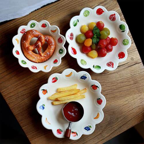 Fresh Cream Fruit Bowl Set Ceramic Dish Breakfast Combo