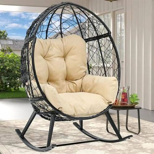 Wicker Rocking Egg Chair, Rattan Rocking Chairs, Indoor/Outd