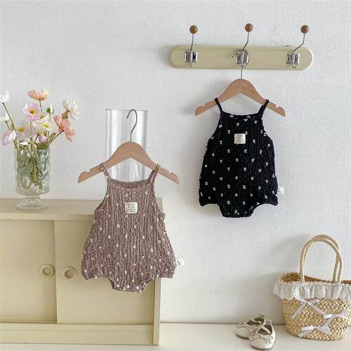 3-24M Summer Cute Baby Cami Bodysuit Cotton Spotted Fabric S