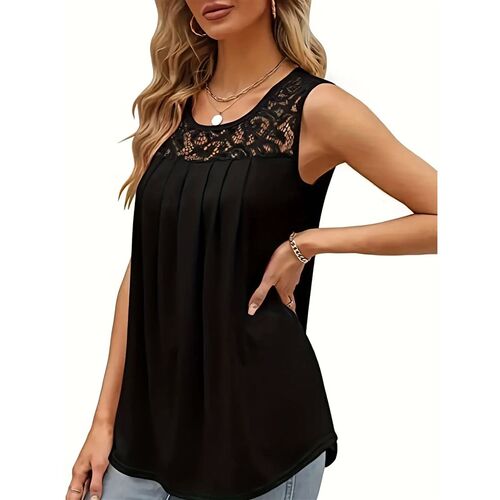 Summer Plus Size Womens Clothing Lace Trim Tank Top Casual R