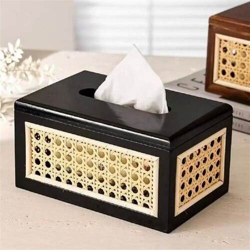 Solid Wood Rattan Tissue Box Wide Opening Wear-resistant