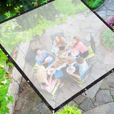 Clear Waterproof Polyester Tarp with Reinforced Grommets - V